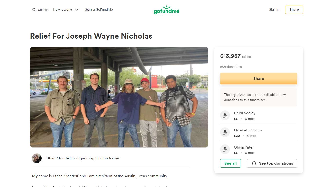 Fundraiser by Ethan Mondelli : Relief For Joseph Wayne Nicholas - GoFundMe